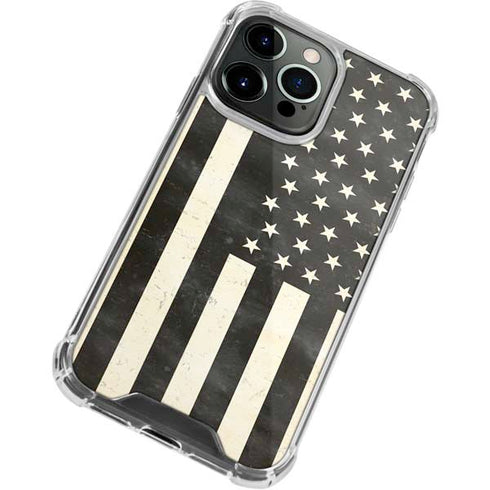 Black & White USA Flag iPhone 13 Pro Clear Case